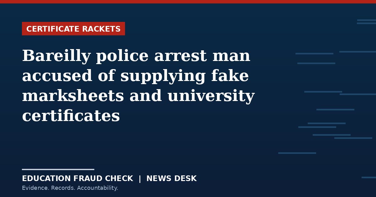 Bareilly police arrest man accused of supplying fake marksheets and university certificates