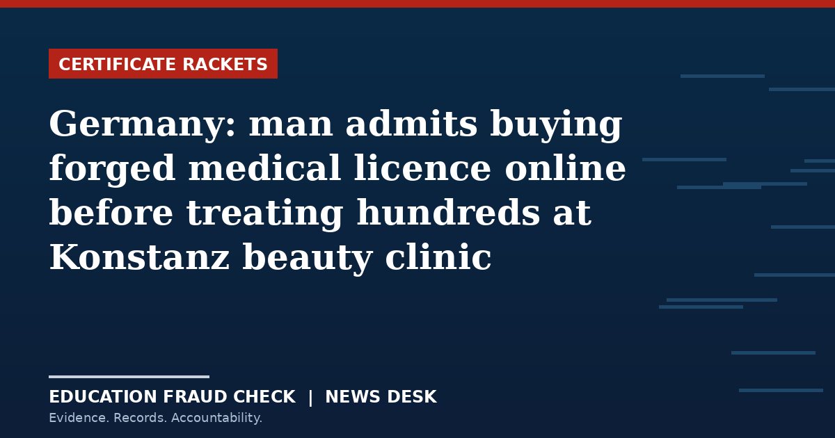 Germany: man admits buying forged medical licence online before treating hundreds at Konstanz beauty clinic