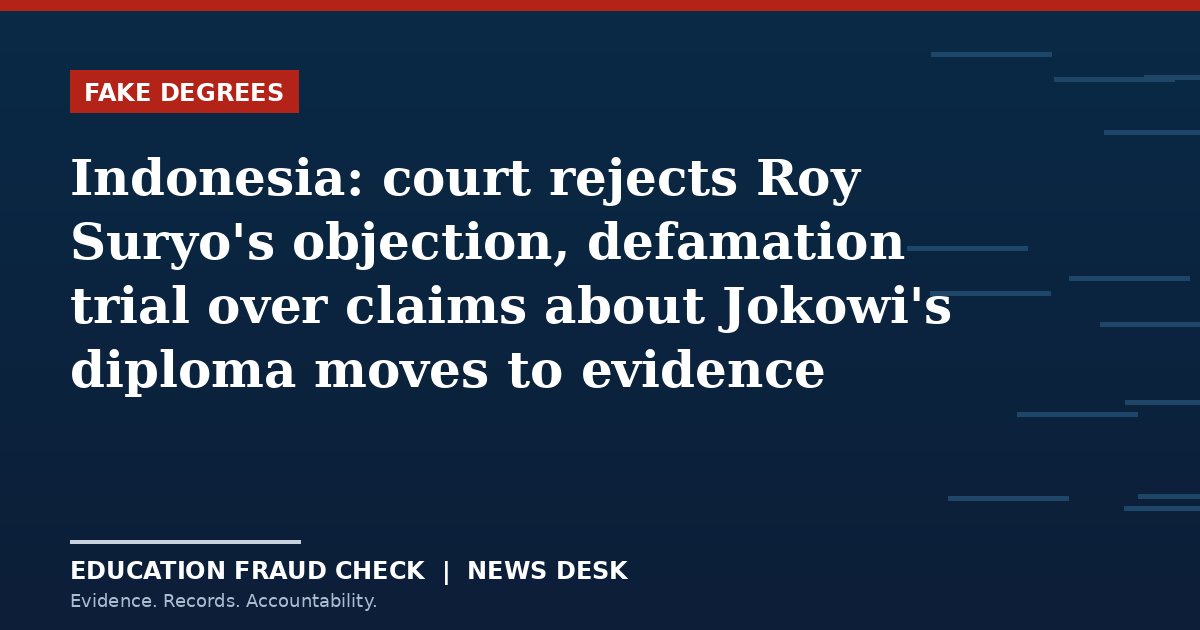 Indonesia: court rejects Roy Suryo's objection, defamation trial over claims about Jokowi's diploma moves to evidence